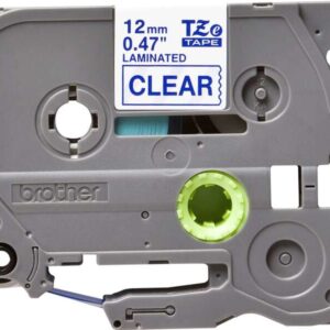 Brother TZe133 Cinta Laminada Original de Etiquetas - Texto azul sobre fondo transparente - Ancho 12mm x 8 metros