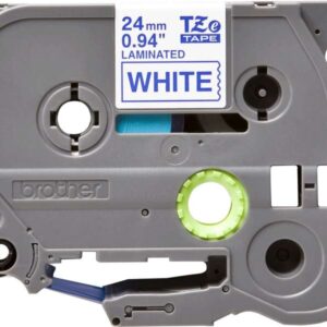 Brother TZe253 Cinta Laminada Original de Etiquetas - Texto azul sobre fondo blanco - Ancho 24mm x 8 metros
