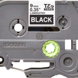 Brother TZe325 Cinta Laminada Original de Etiquetas - Texto blanco sobre fondo negro - Ancho 9mm x 8 metros