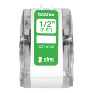 Brother CZ1002 Rollo de Etiquetas Originales de Tamaño Personalizado - Ancho 12mm x 5 metros - Zero Ink