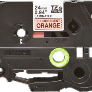 Brother TZeB51 Cinta Laminada Fluorescente Original de Etiquetas - Texto negro sobre fondo blanco - Ancho 24mm x 5 metros