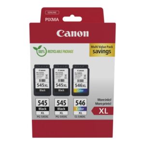 Canon PG545XL Negro + CL546XL Color Pack de 3 Cartuchos de Tinta Originales - 8286B013
