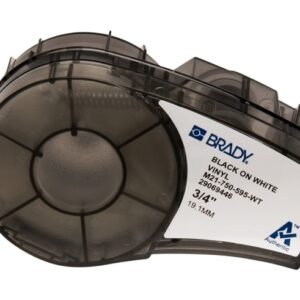 Brady M21-750-595-WT Cinta de Etiquetas Original Vinilo - Texto Negro sobre Fondo Blanco - Ancho 19,05mm x 6,4m