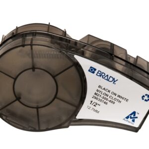 Brady M21-500-499 Cinta de Etiquetas Original Tela de Nylon - Texto Negro sobre Fondo Blanco - Ancho 12,70mm x 4,88m