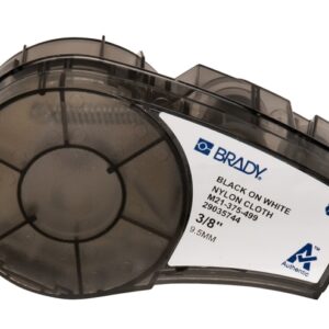 Brady M21-375-499 Cinta de Etiquetas Original Tela de Nylon - Texto Negro sobre Fondo Blanco - Ancho 9,53mm x 4,88m